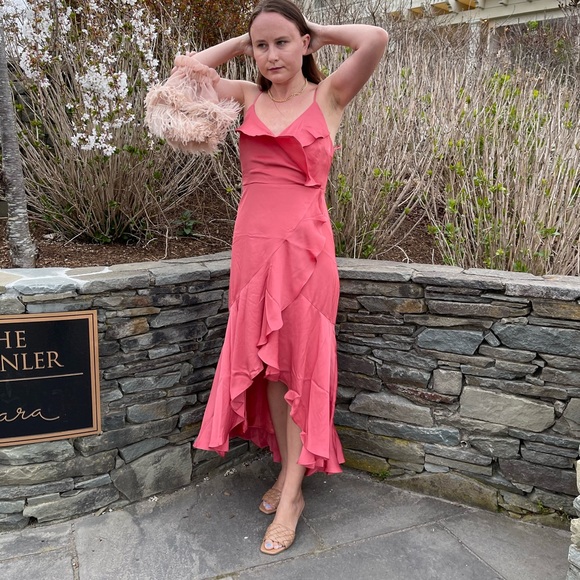 Express ruffle trim high-low midi dress - Picture 1 of 3